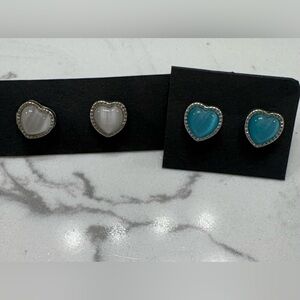 Heart-Shaped Silver and Blue costume Earrings